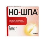 Но-шпа, раствор для внутривенного и внутримышечного введения 20 мг/мл 2 мл 5 шт ампулы
